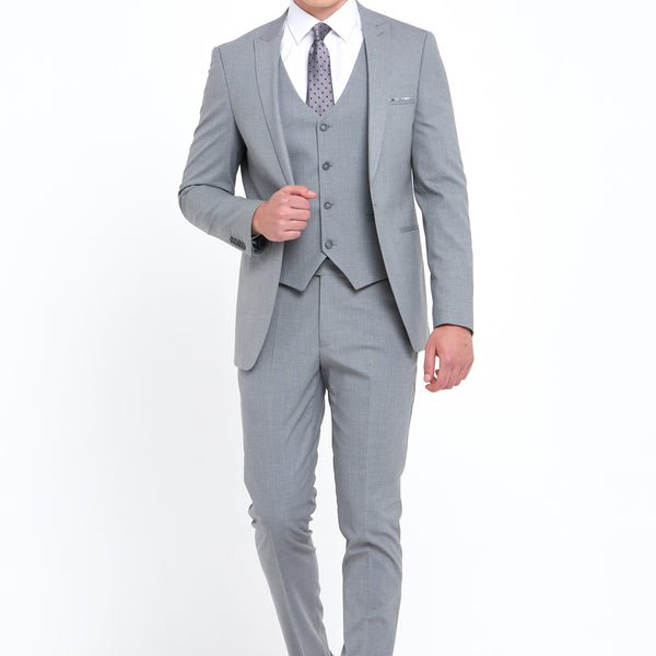ANTOINE SILVER 3 Piece Slim Fit Suit